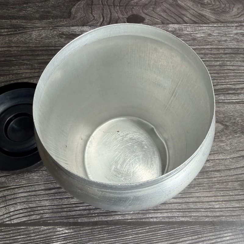 Vintage Mid-Century JC115 Japan Brushed Aluminum Coffee Canister with Black Lid - Thumbnail 3