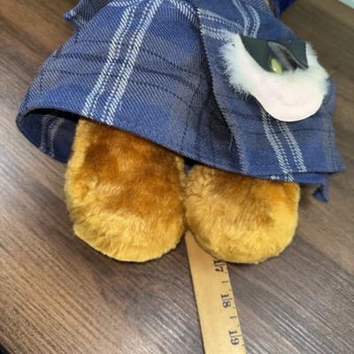 VTG Thistle Products Scottish Teddy Bear Made in Scotland 17" W/ Tag Blue Plaid - Thumbnail 11
