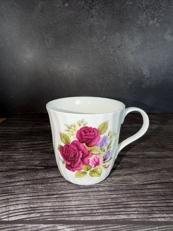Crown Trent Staffordshire England Fine Bone China Rose Floral Mug - Thumbnail 2