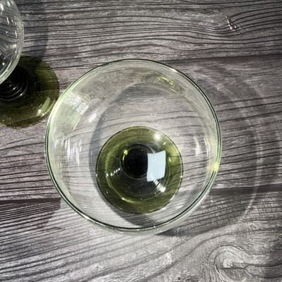 VTG German Roemer Wine Drinking Glasses Green Spiral Beehive Ribbed Stem - Thumbnail 5
