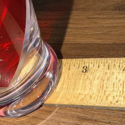 Lenox Glass Vase 9" Clear Ruby Red Etched Cut To Clear Romania Bohemian - Thumbnail 15