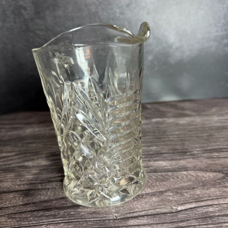 Vintage Anchor Hocking Prescut Clear Pineapple Pattern Glass Creamer Pitcher - Thumbnail 5