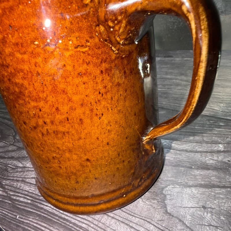 Vintage Brown Albarello Glazed Stoneware Pitcher Farmhouse 7 Inch - Thumbnail 10