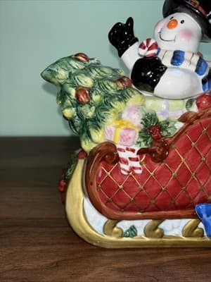 AMBIANCE COLLECTIBLES CHRISTMAS DREAMS NANETTE VACHER TEAPOT Snowman Sled Cat - Thumbnail 4