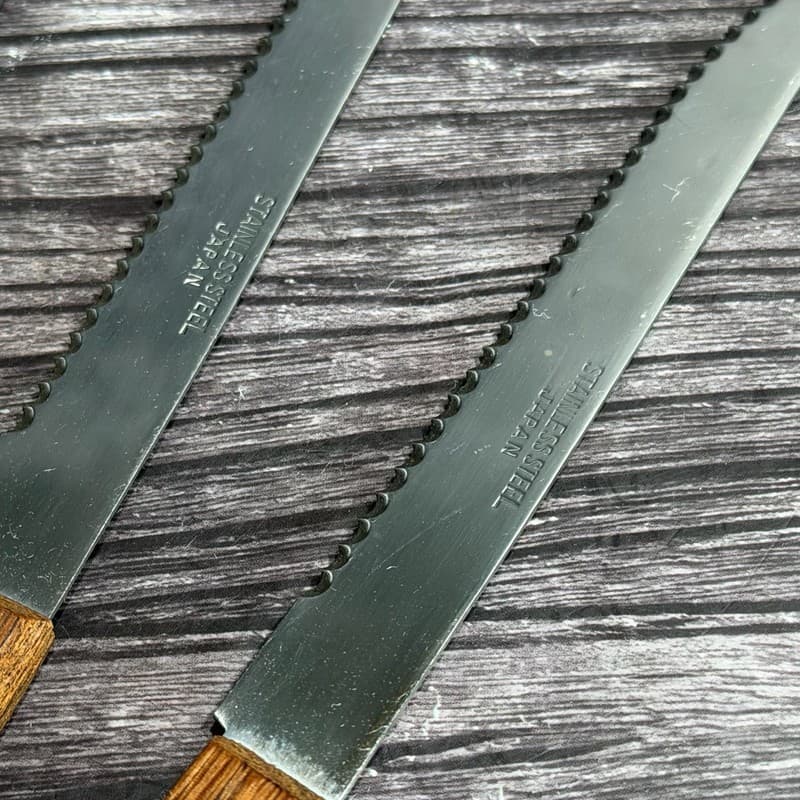Vintage Set of 9 Stainless Steel Japan Steak Knives and Paring Knife with Wood H - Thumbnail 2