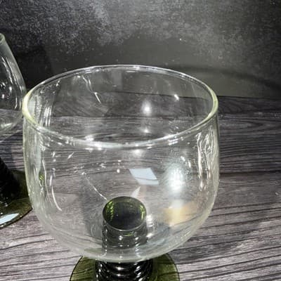 VTG German Roemer Wine Drinking Glasses Green Spiral Beehive Ribbed Stem - Thumbnail 4