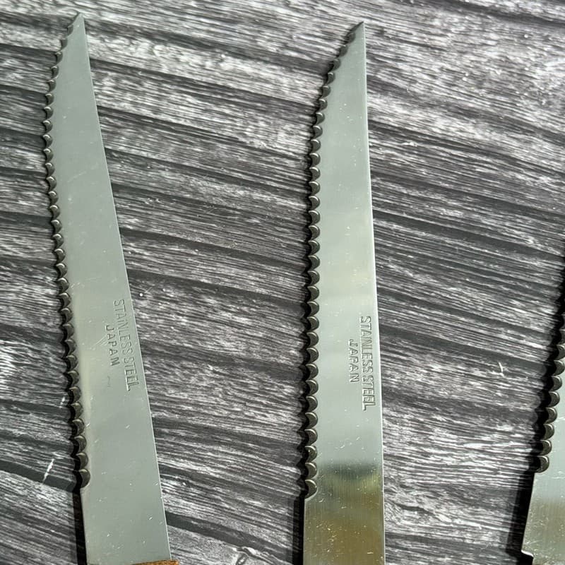 Vintage Set of 9 Stainless Steel Japan Steak Knives and Paring Knife with Wood H - Thumbnail 6