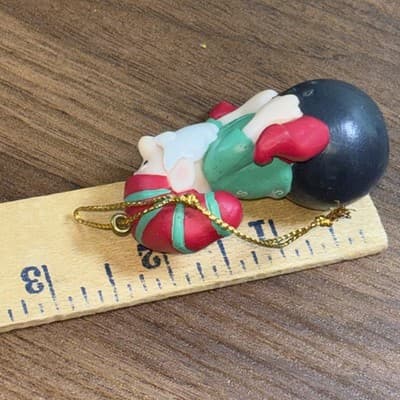 Vintage Bowling Ball Christmas Ornament "Elves Days Off" Santa's Champs - Thumbnail 9