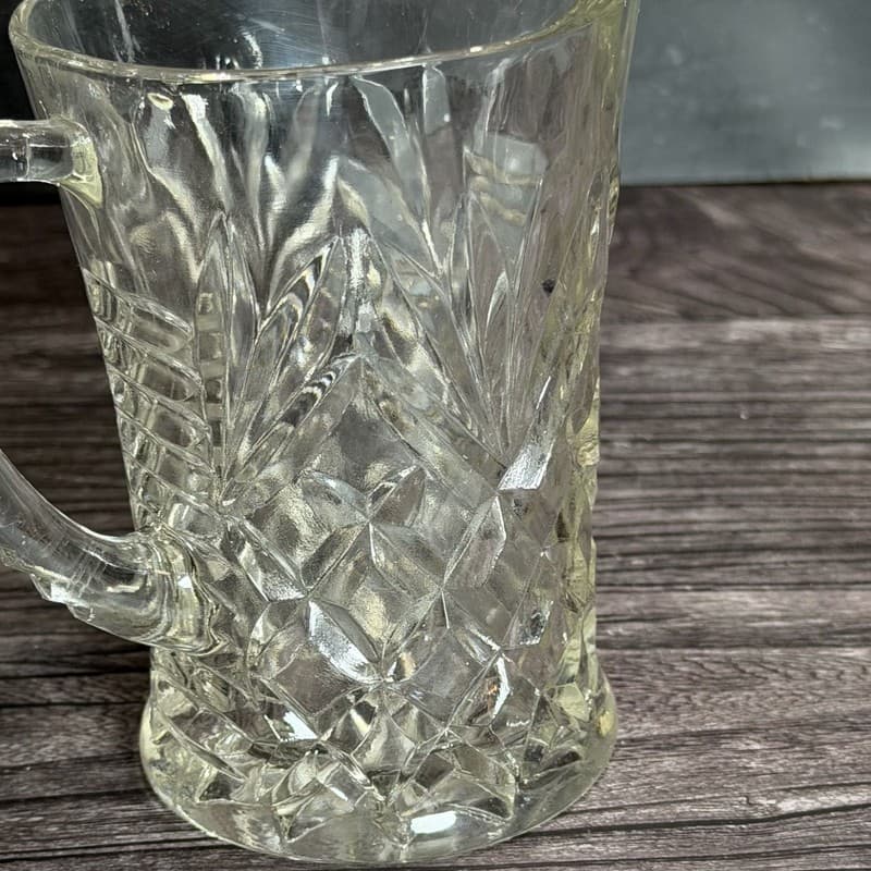 Vintage Anchor Hocking Prescut Clear Pineapple Pattern Glass Creamer Pitcher - Thumbnail 6