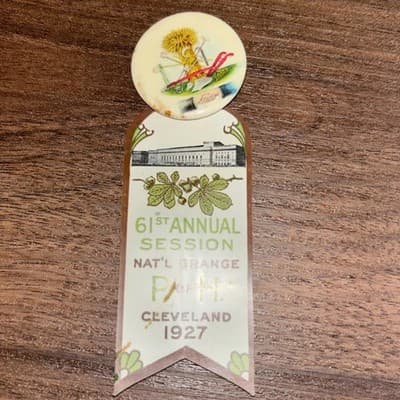 1927 61st Annual Session NAT'L Grange P OF H Cleveland OH Pinback/Button/Ribbon - Thumbnail 2