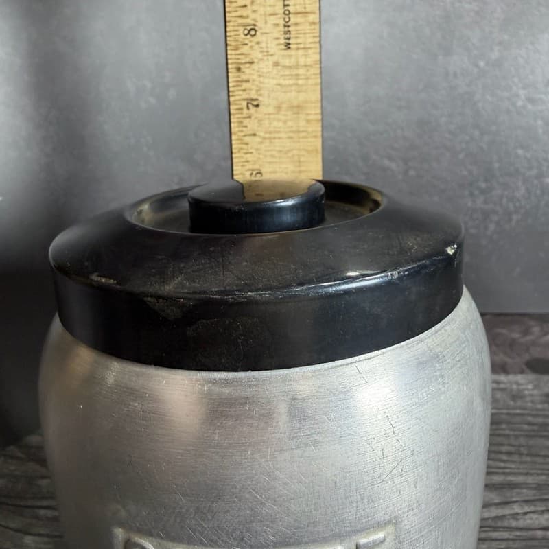 Vintage Mid-Century JC115 Japan Brushed Aluminum Coffee Canister with Black Lid - Thumbnail 7