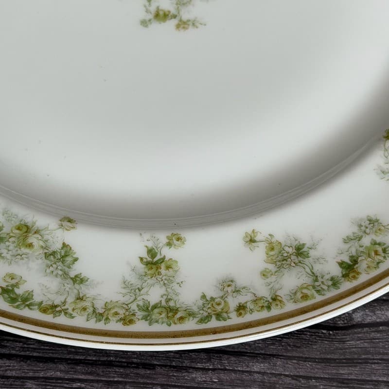 Vintage Haviland & Co. Limoges 9.75 Inch Dinner Plate Schleiger 61 Pattern Green - Thumbnail 2