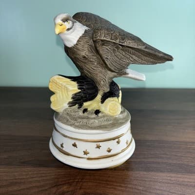 American Eagle Wings Out Porcelain Rotating Music Box “America the Beautiful � - Thumbnail 2