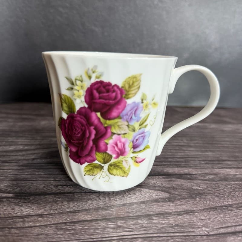 Crown Trent Staffordshire England Fine Bone China Rose Floral Mug