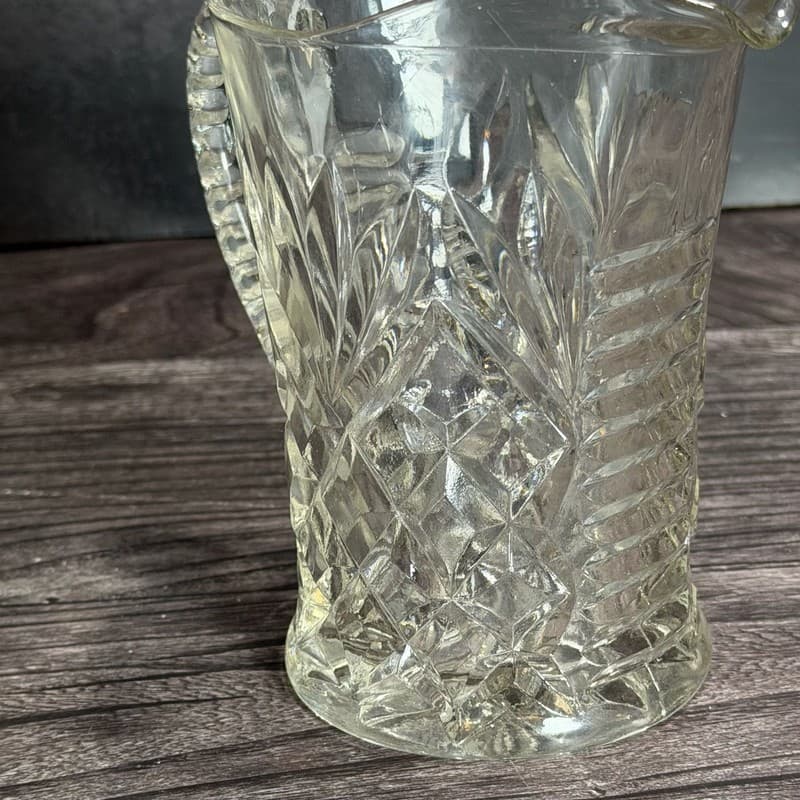 Vintage Anchor Hocking Prescut Clear Pineapple Pattern Glass Creamer Pitcher - Thumbnail 7