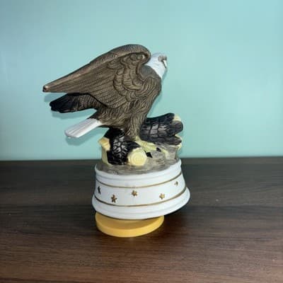 American Eagle Wings Out Porcelain Rotating Music Box “America the Beautiful � - Thumbnail 5