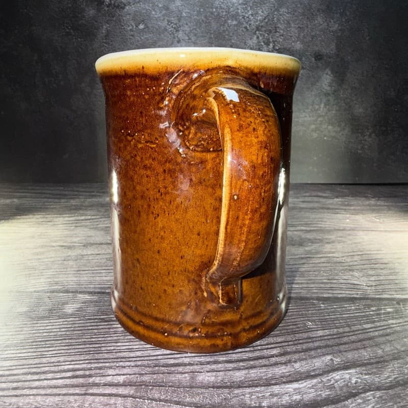 Vintage Brown Albarello Glazed Stoneware Pitcher Farmhouse 7 Inch - Thumbnail 3