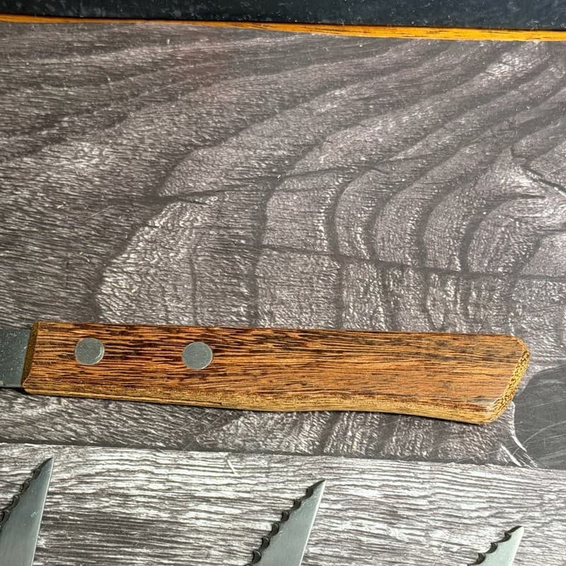 Vintage Set of 9 Stainless Steel Japan Steak Knives and Paring Knife with Wood H - Thumbnail 5