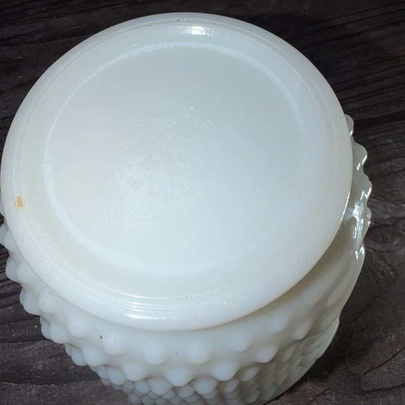 Set of 2 Vintage Fire-King White Milk Glass Hobnail and Ladder Planters - Thumbnail 14
