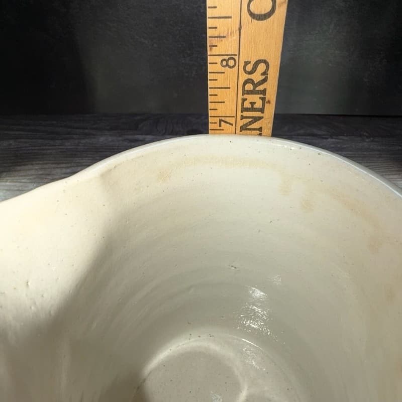 Vintage Brown Albarello Glazed Stoneware Pitcher Farmhouse 7 Inch - Thumbnail 11