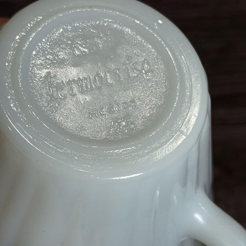 Vintage Termocrisa Mexico Milk Glass Cup Blue Floral Pattern Ribbed 3" - Thumbnail 7