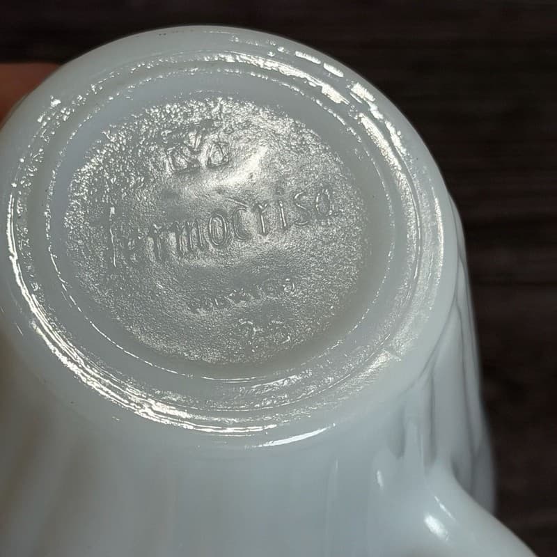 Vintage Termocrisa Mexico Milk Glass Cup Blue Floral Pattern Ribbed 3" - Thumbnail 6