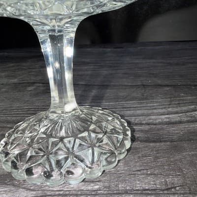 Vintage IMPERIAL Mt. Vernon Clear Small Compote Pedestal Soap Or Trinkets Dish - Thumbnail 4