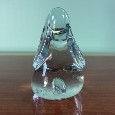 Clear Glass Dog Figurine, Paperweight Bullicante Basset Hound Long Ears & Nose - Thumbnail 6