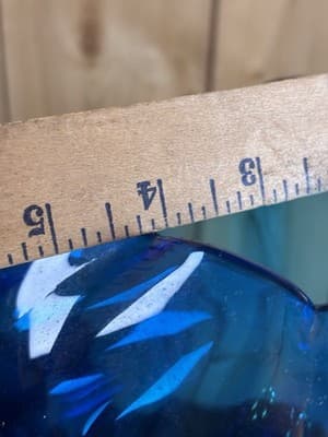 Vintage MCM 13” Hand-Blown Cobalt Blue Large Glass Vase Center Pulled Crimp - Thumbnail 13