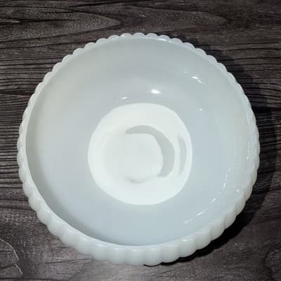 VINTAGE E.O. BRODY White Milk Glass Ribbed Bowl Cleveland, Ohio USA 6.5" Round - Thumbnail 2