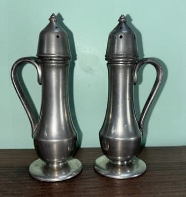 Vintage Pewter Salt and Pepper Shakers Genuine Pewter by Quaker 2094