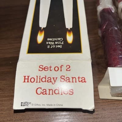 Sculptured Hand Painted Santa Claus 10" Candles Vintage Pair Tapered NOS NIB - Thumbnail 8