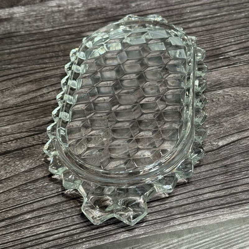 Vintage Fostoria American Clear Glass 3 Piece Creamer Sugar Bowl and Tray Set - Thumbnail 9