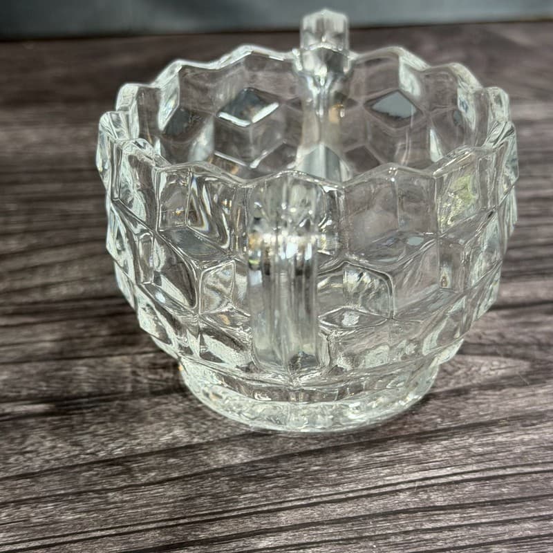 Vintage Fostoria American Clear Glass 3 Piece Creamer Sugar Bowl and Tray Set - Thumbnail 12