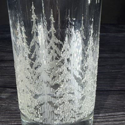 Libbey 16 oz. tumblers w/ white frosted pine trees 6 1/4" tall Replacement Glass - Thumbnail 2