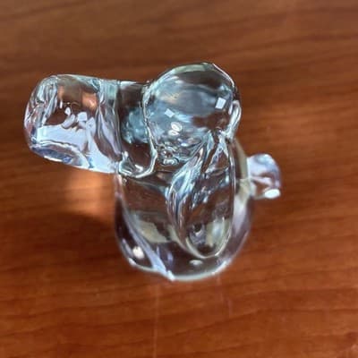 Clear Glass Dog Figurine, Paperweight Bullicante Basset Hound Long Ears & Nose - Thumbnail 8