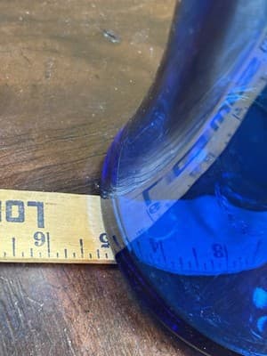 Vintage MCM 13” Hand-Blown Cobalt Blue Large Glass Vase Center Pulled Crimp - Thumbnail 14