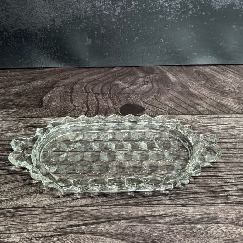 Vintage Fostoria American Clear Glass 3 Piece Creamer Sugar Bowl and Tray Set - Thumbnail 5