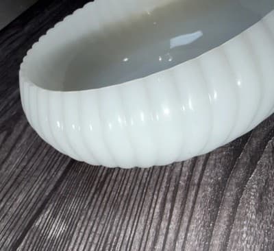 VINTAGE E.O. BRODY White Milk Glass Ribbed Bowl Cleveland, Ohio USA 6.5" Round - Thumbnail 4