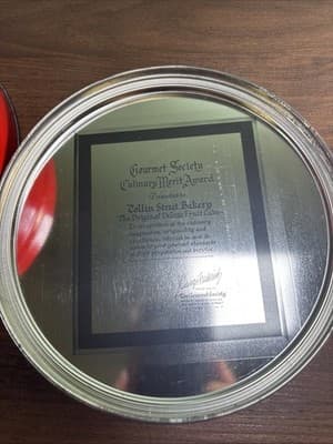 USA Vintage Fruit Cake DeLuxe Collin Street Bakery Tin Container 7" Corsicana TX - Thumbnail 8