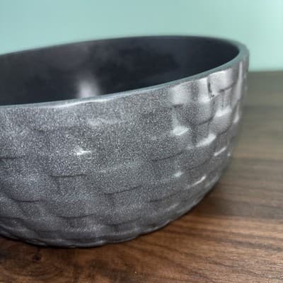 8 Inch Kiruna Stoneware Bowl Basket Weave Design Grey Made In Germany - Thumbnail 3