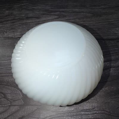 VINTAGE E.O. BRODY White Milk Glass Ribbed Bowl Cleveland, Ohio USA 6.5" Round - Thumbnail 8