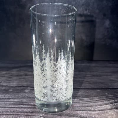 Libbey 16 oz. tumblers w/ white frosted pine trees 6 1/4" tall Replacement Glass