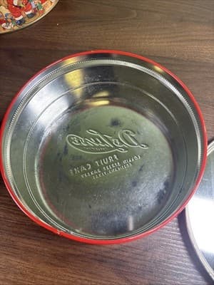 USA Vintage Fruit Cake DeLuxe Collin Street Bakery Tin Container 7" Corsicana TX - Thumbnail 9