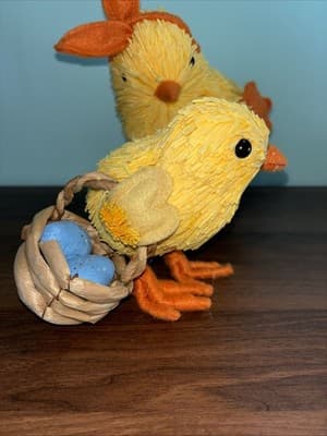 Pair Of 2 Sawgrass Easter Spring Decor Chickens Baby Duck Figurines Basket Egg - Thumbnail 12
