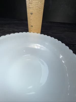 VINTAGE E.O. BRODY White Milk Glass Ribbed Bowl Cleveland, Ohio USA 6.5" Round - Thumbnail 11