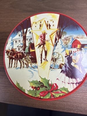 USA Vintage Fruit Cake DeLuxe Collin Street Bakery Tin Container 7" Corsicana TX - Thumbnail 12