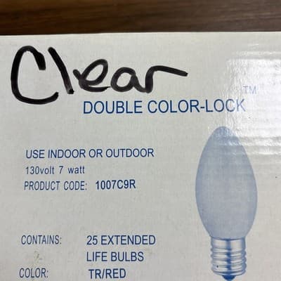 25 Pack - Double Color-Lock C-9 Clear Twinkle Bulbs - 7W - Intermediate Base C9 - Thumbnail 3