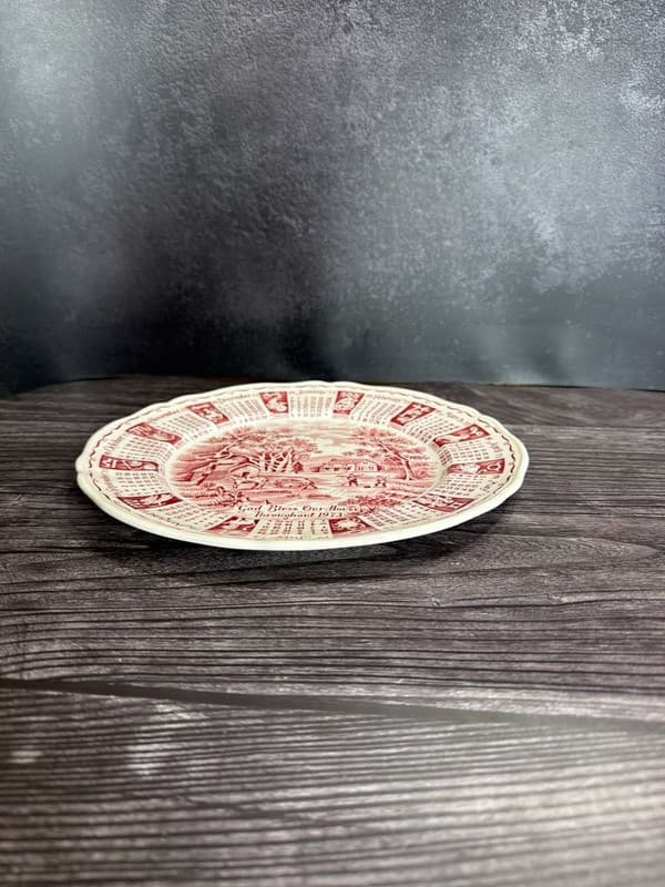 Alfred Meakin 1973 Calendar Plate Red Transferware Zodiac Staffordshire England - Thumbnail 8