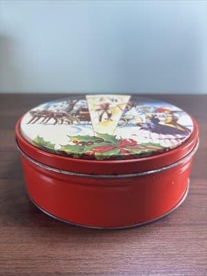 USA Vintage Fruit Cake DeLuxe Collin Street Bakery Tin Container 7" Corsicana TX - Thumbnail 2